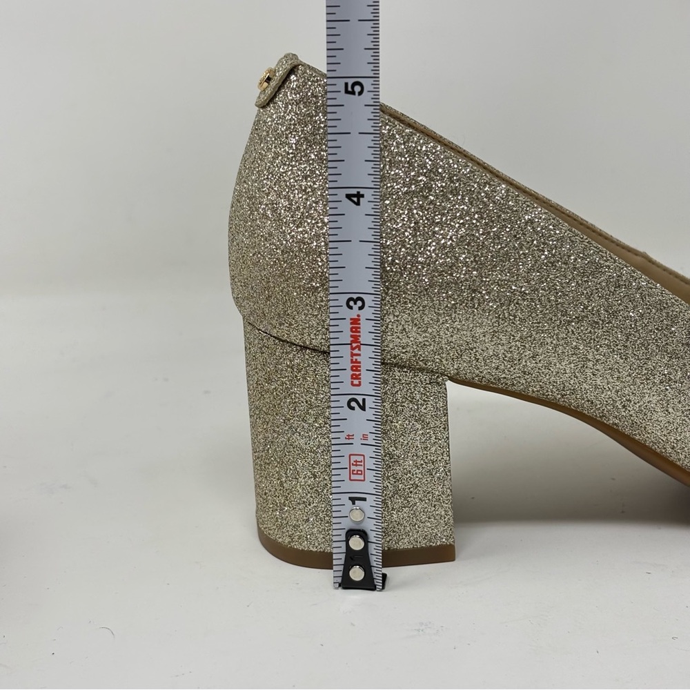 Michael Kors Perla Flex Gold Glitter Chunky Heel Pumps NWOT - Picture 10 of 10